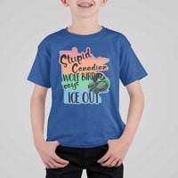 Stupid Canadian Wolf Bird Says Ice Out T Shirt For Kid Funny Activist Loon Minnesota Rebel Rainbow