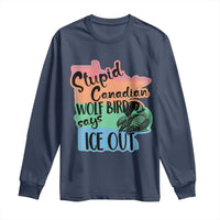 Stupid Canadian Wolf Bird Says Ice Out Long Sleeve Shirt Funny Activist Loon Minnesota Rebel Rainbow