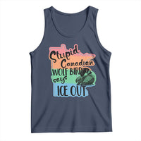 Stupid Canadian Wolf Bird Says Ice Out Tank Top Funny Activist Loon Minnesota Rebel Rainbow