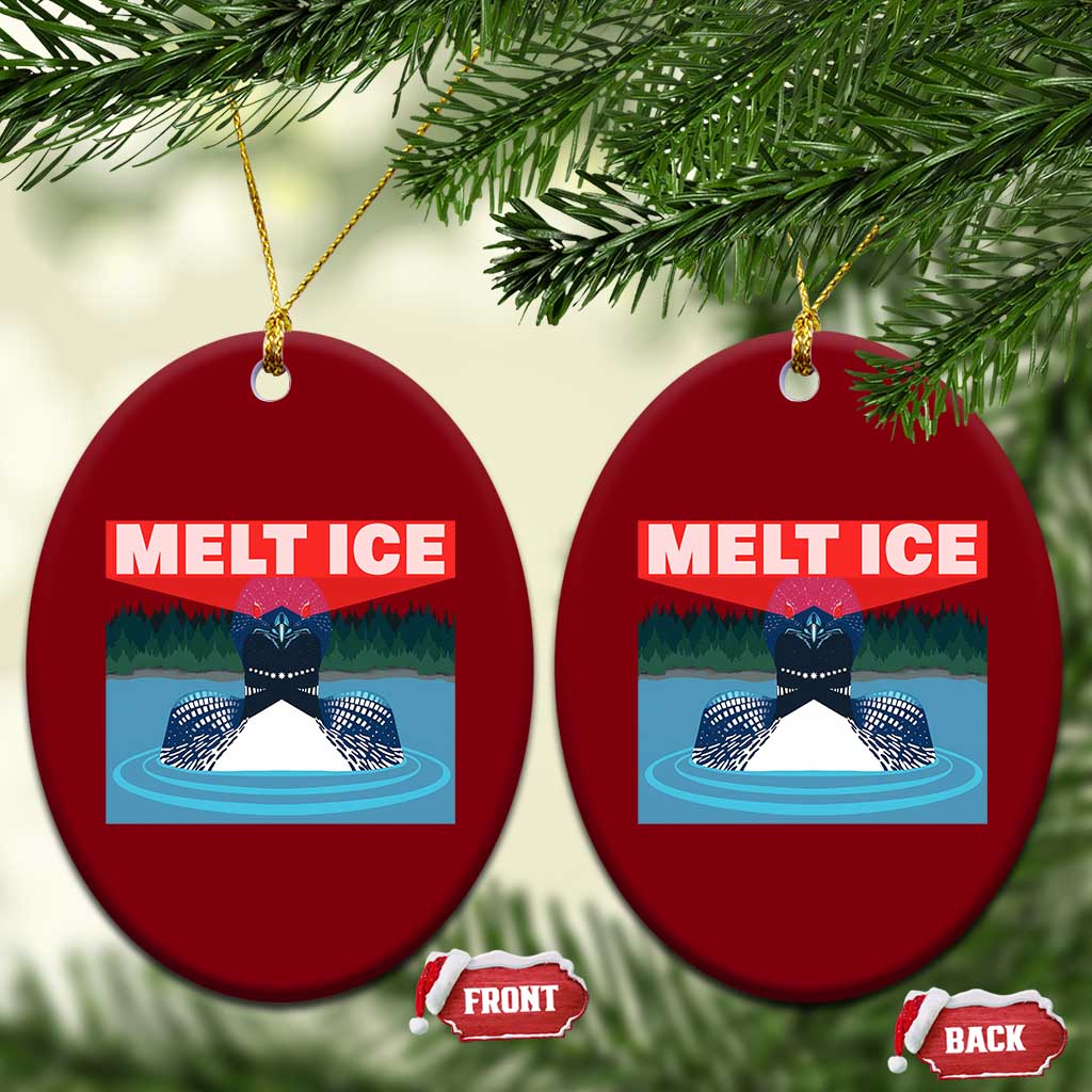 Melt Ice Red Eye Laser Loon Ceramic Ornament Political Resistance Minnesota Protest
