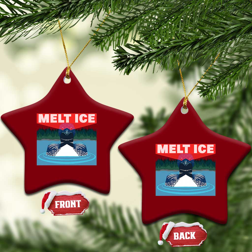 Melt Ice Red Eye Laser Loon Ceramic Ornament Political Resistance Minnesota Protest