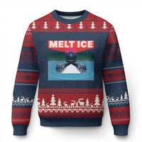 Melt Ice Red Eye Laser Loon Ugly Christmas Sweater Political Resistance Minnesota Protest