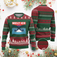 Melt Ice Red Eye Laser Loon Ugly Christmas Sweater Political Resistance Minnesota Protest