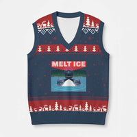 Melt Ice Red Eye Laser Loon V-Neck Knit Sweater Vest Political Resistance Minnesota Protest