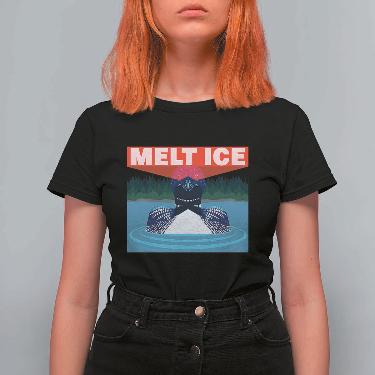 Melt Ice Red Eye Laser Loon T Shirt For Women Political Resistance Minnesota Protest