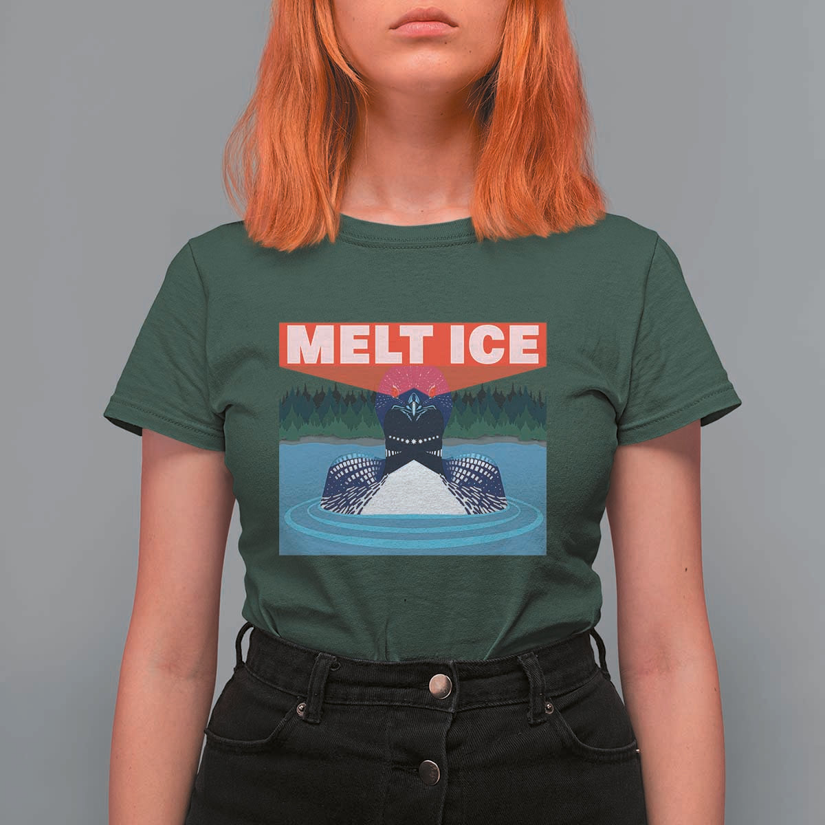 Melt Ice Red Eye Laser Loon T Shirt For Women Political Resistance Minnesota Protest