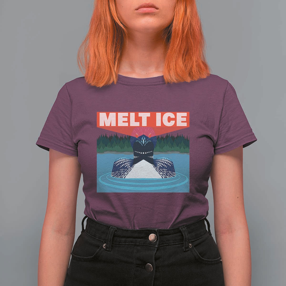 Melt Ice Red Eye Laser Loon T Shirt For Women Political Resistance Minnesota Protest