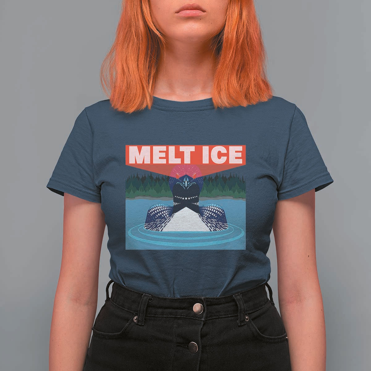 Melt Ice Red Eye Laser Loon T Shirt For Women Political Resistance Minnesota Protest