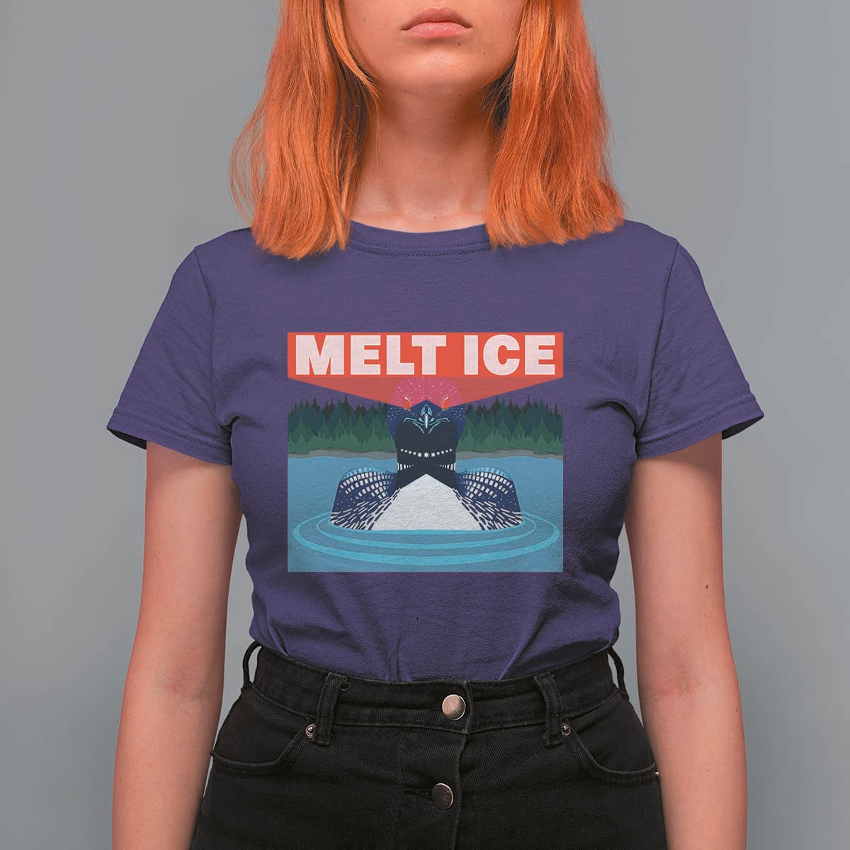 Melt Ice Red Eye Laser Loon T Shirt For Women Political Resistance Minnesota Protest