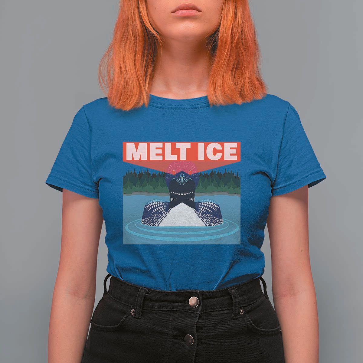 Melt Ice Red Eye Laser Loon T Shirt For Women Political Resistance Minnesota Protest