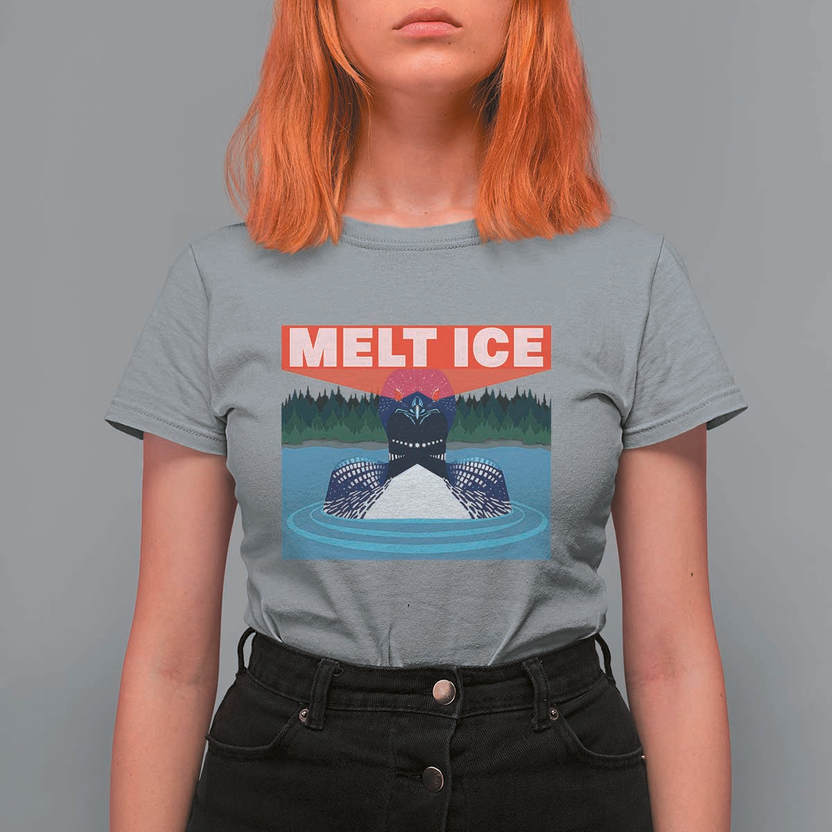 Melt Ice Red Eye Laser Loon T Shirt For Women Political Resistance Minnesota Protest
