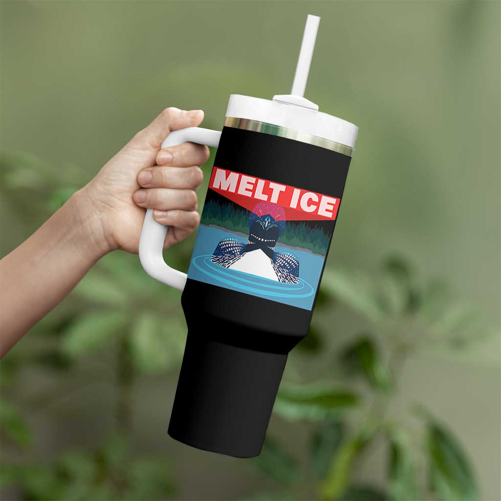Melt Ice Red Eye Laser Loon Tumbler With Handle Political Resistance Minnesota Protest