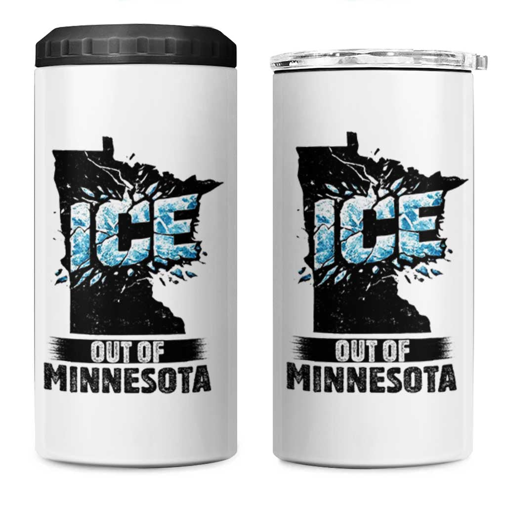 Ice Out of Minnesota 4 in 1 Can Cooler Tumbler MN State Map Abolish Ice Protest