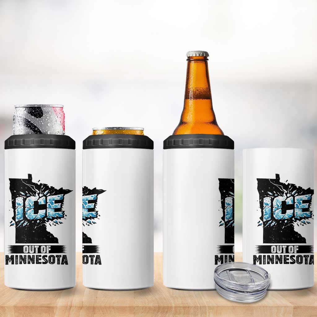 Ice Out of Minnesota 4 in 1 Can Cooler Tumbler MN State Map Abolish Ice Protest