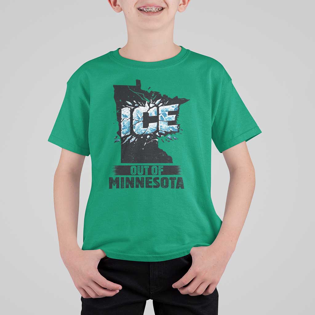 Ice Out of Minnesota T Shirt For Kid MN State Map Abolish Ice Protest