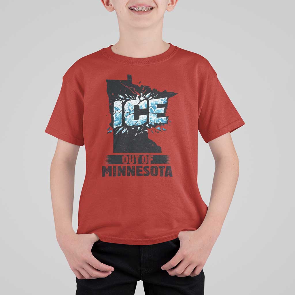 Ice Out of Minnesota T Shirt For Kid MN State Map Abolish Ice Protest