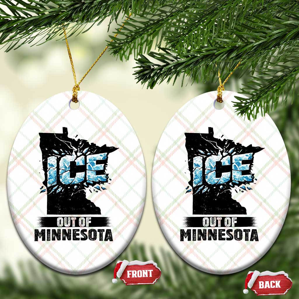 Ice Out of Minnesota Ceramic Ornament MN State Map Abolish Ice Protest