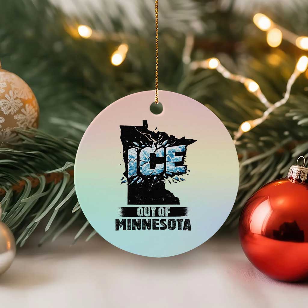 Ice Out of Minnesota Ceramic Ornament MN State Map Abolish Ice Protest