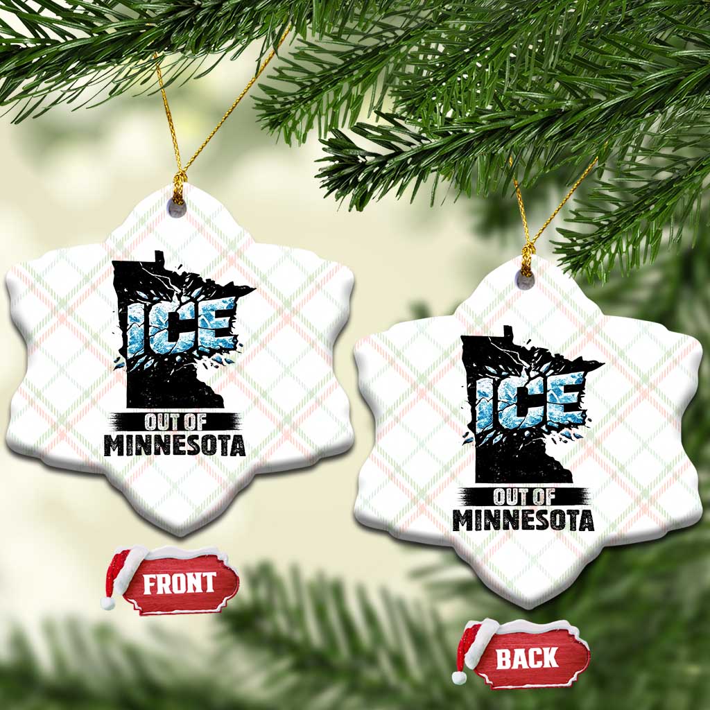 Ice Out of Minnesota Ceramic Ornament MN State Map Abolish Ice Protest