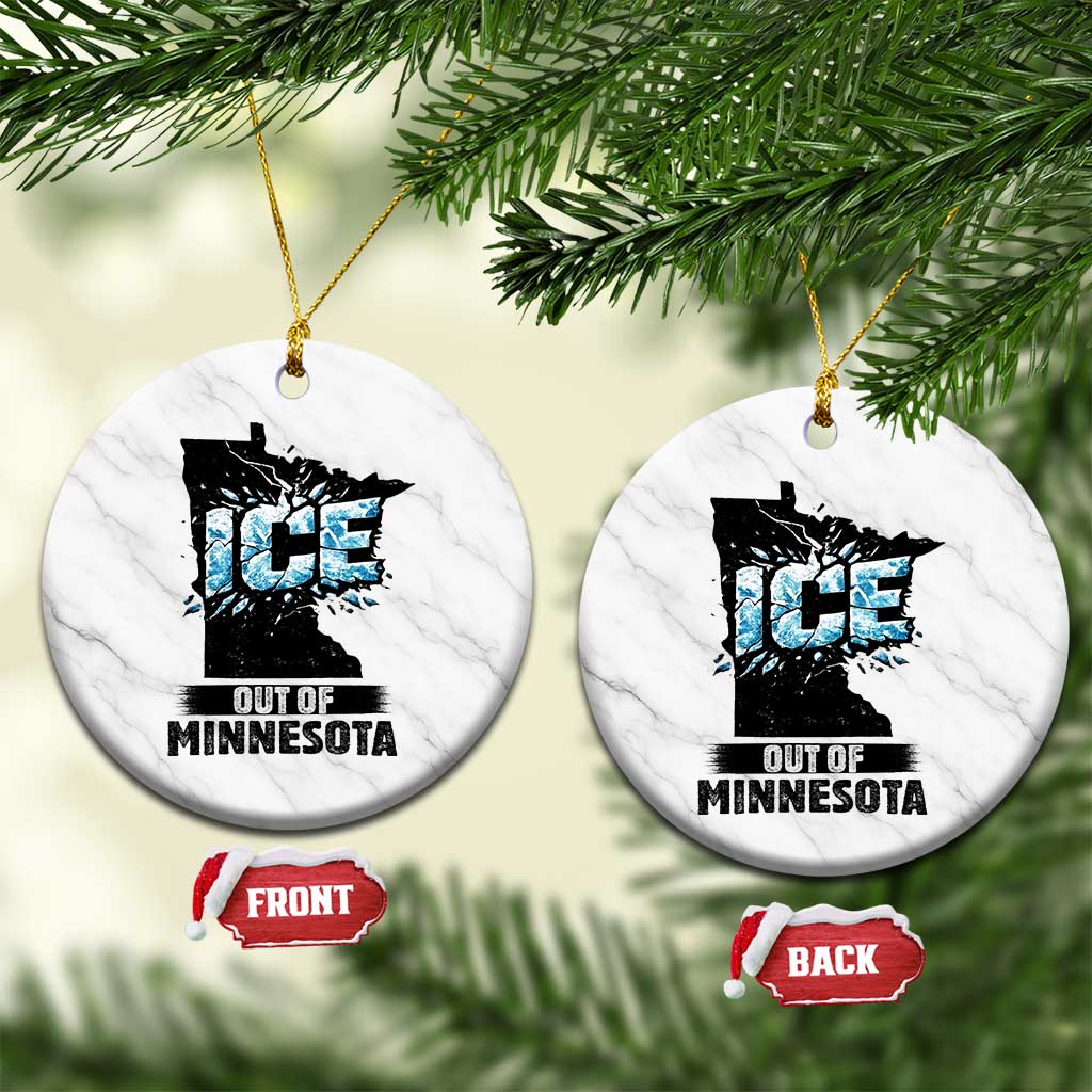 Ice Out of Minnesota Ceramic Ornament MN State Map Abolish Ice Protest