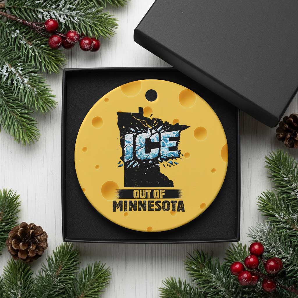Ice Out of Minnesota Ceramic Ornament MN State Map Abolish Ice Protest