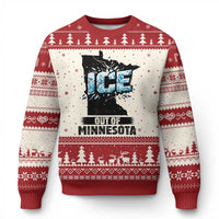 Ice Out of Minnesota Ugly Christmas Sweater MN State Map Abolish Ice Protest