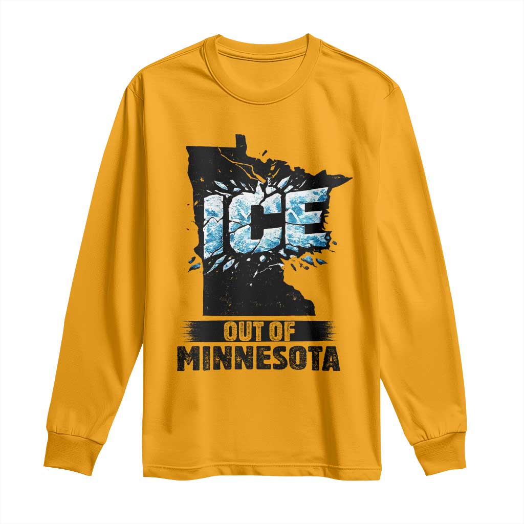 Ice Out of Minnesota Long Sleeve Shirt MN State Map Abolish Ice Protest