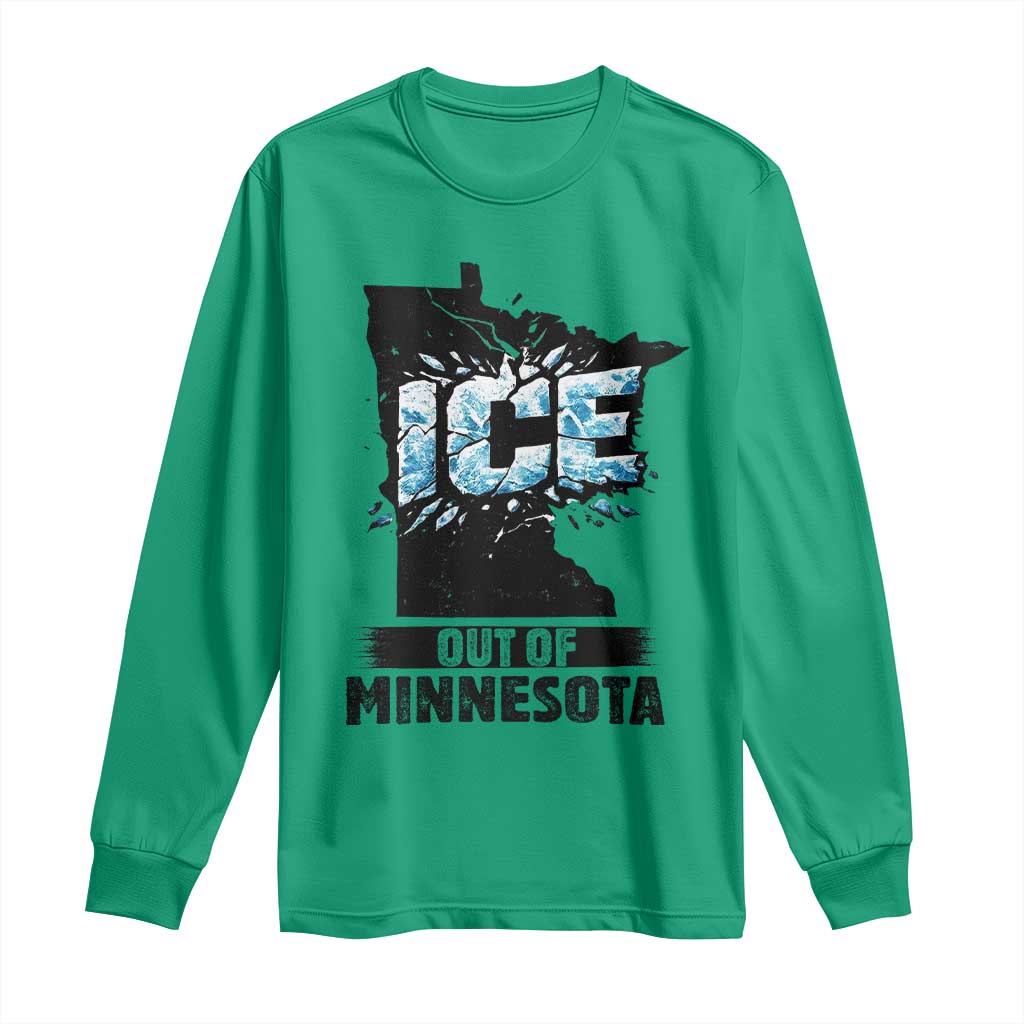 Ice Out of Minnesota Long Sleeve Shirt MN State Map Abolish Ice Protest