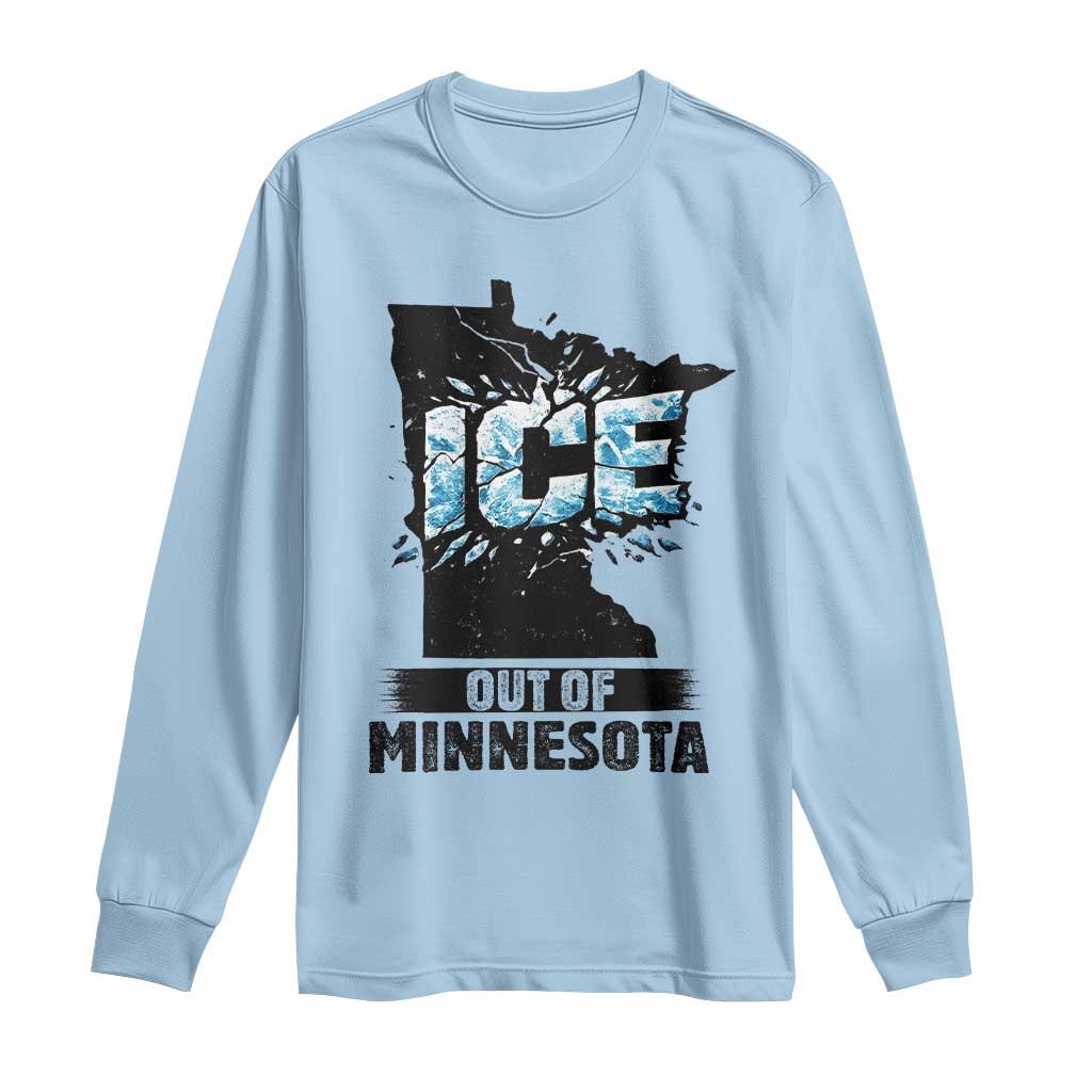 Ice Out of Minnesota Long Sleeve Shirt MN State Map Abolish Ice Protest