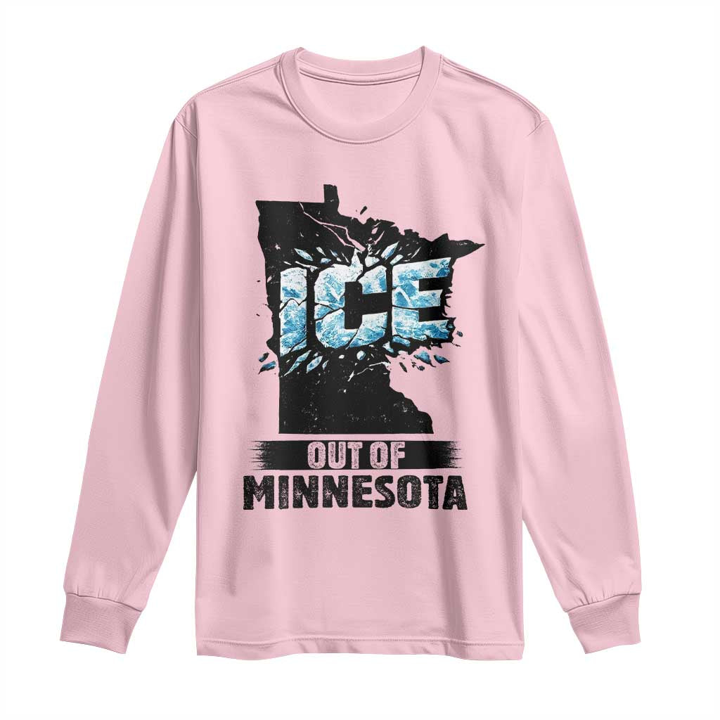 Ice Out of Minnesota Long Sleeve Shirt MN State Map Abolish Ice Protest