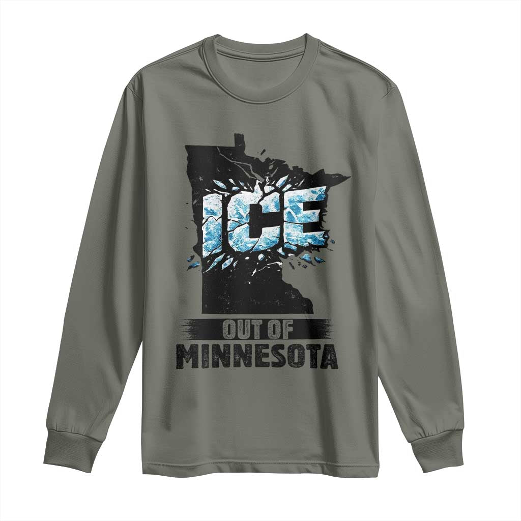 Ice Out of Minnesota Long Sleeve Shirt MN State Map Abolish Ice Protest