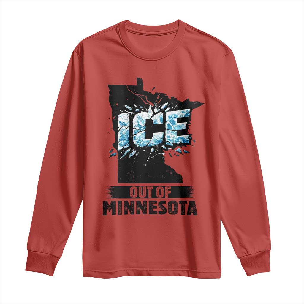 Ice Out of Minnesota Long Sleeve Shirt MN State Map Abolish Ice Protest