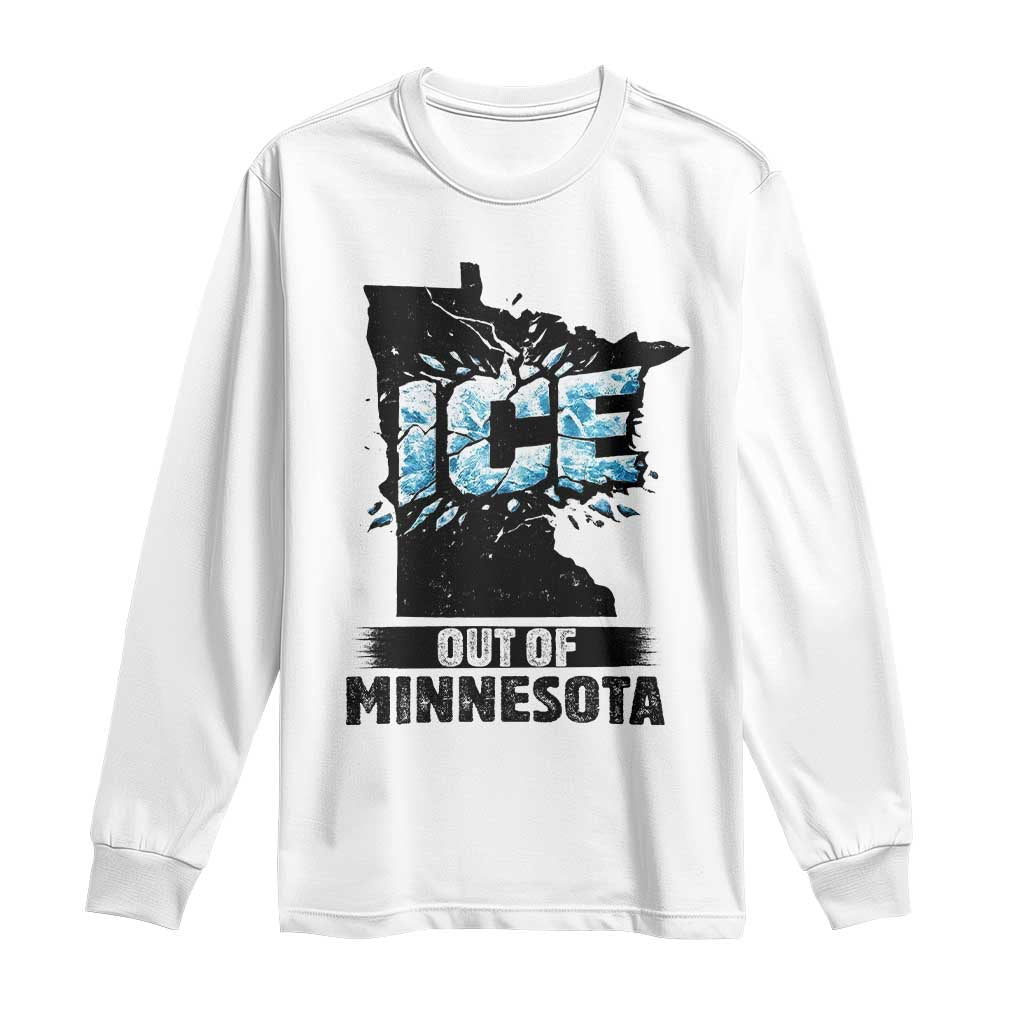Ice Out of Minnesota Long Sleeve Shirt MN State Map Abolish Ice Protest