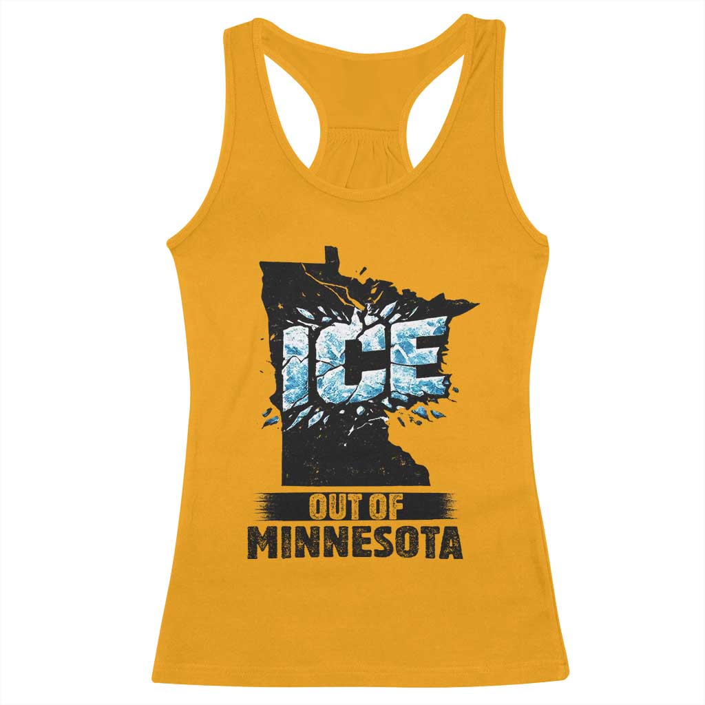 Ice Out of Minnesota Racerback Tank Top MN State Map Abolish Ice Protest