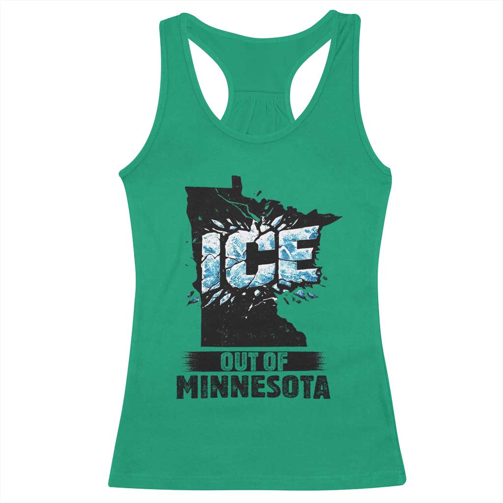 Ice Out of Minnesota Racerback Tank Top MN State Map Abolish Ice Protest
