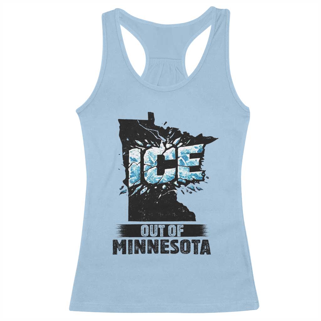 Ice Out of Minnesota Racerback Tank Top MN State Map Abolish Ice Protest