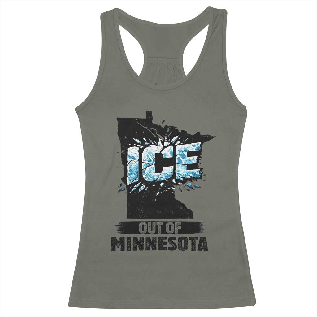 Ice Out of Minnesota Racerback Tank Top MN State Map Abolish Ice Protest