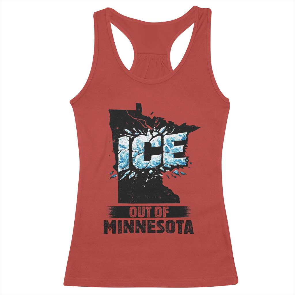 Ice Out of Minnesota Racerback Tank Top MN State Map Abolish Ice Protest