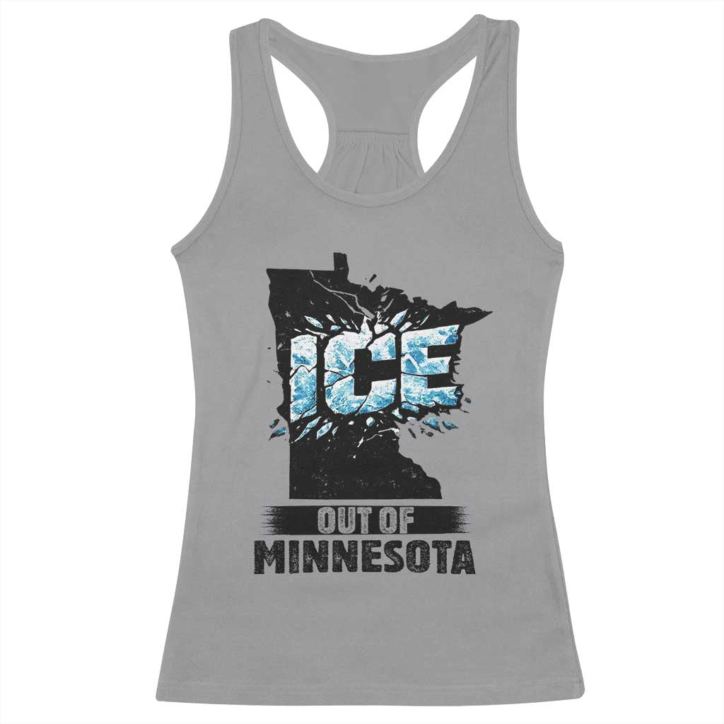Ice Out of Minnesota Racerback Tank Top MN State Map Abolish Ice Protest