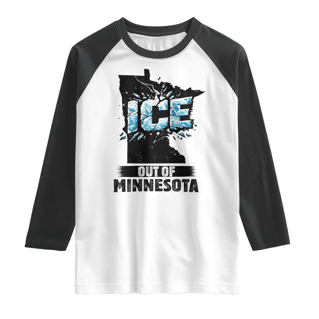 Ice Out of Minnesota Raglan Shirt MN State Map Abolish Ice Protest