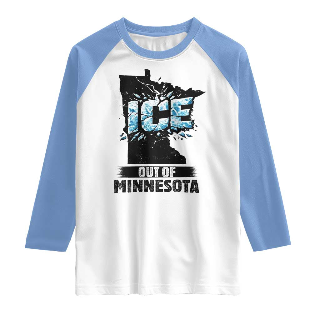 Ice Out of Minnesota Raglan Shirt MN State Map Abolish Ice Protest