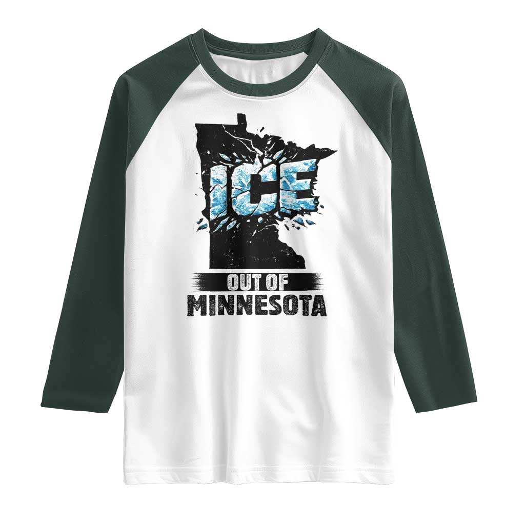 Ice Out of Minnesota Raglan Shirt MN State Map Abolish Ice Protest