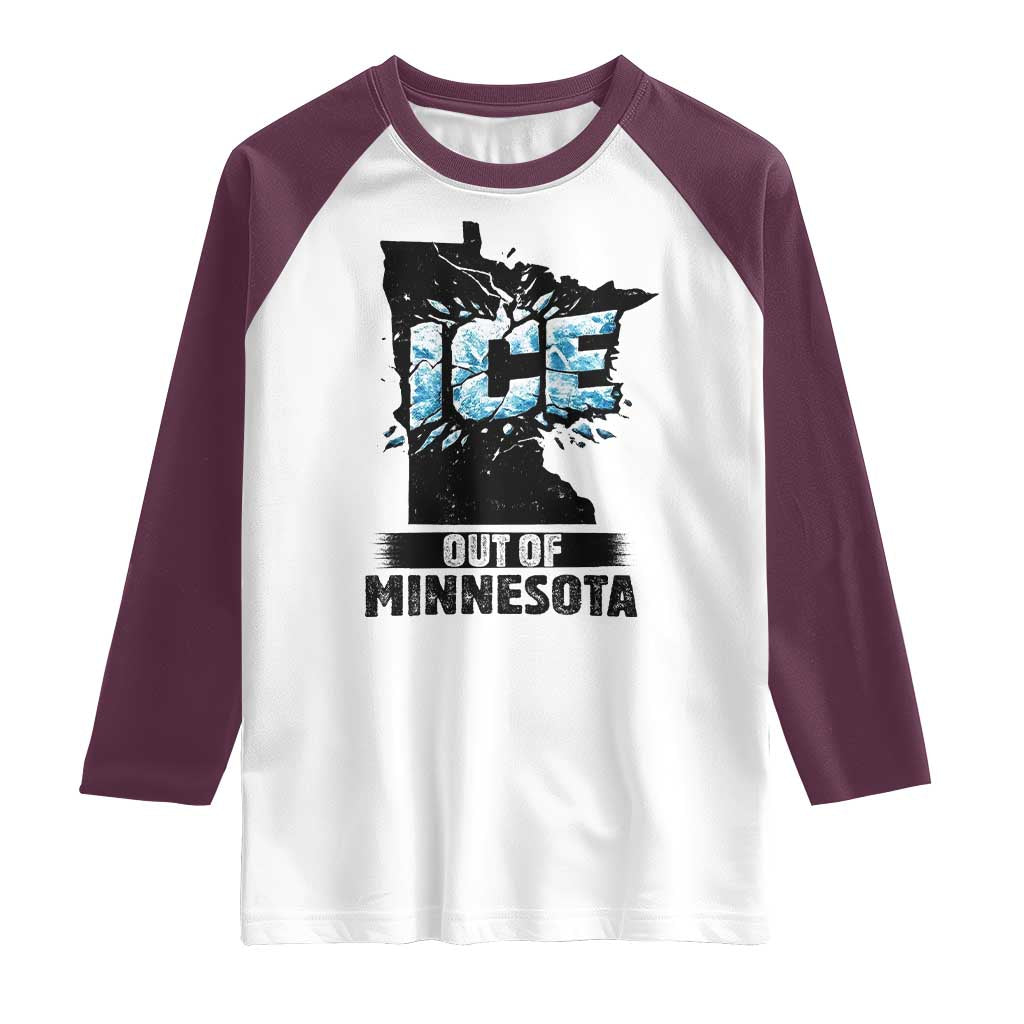 Ice Out of Minnesota Raglan Shirt MN State Map Abolish Ice Protest