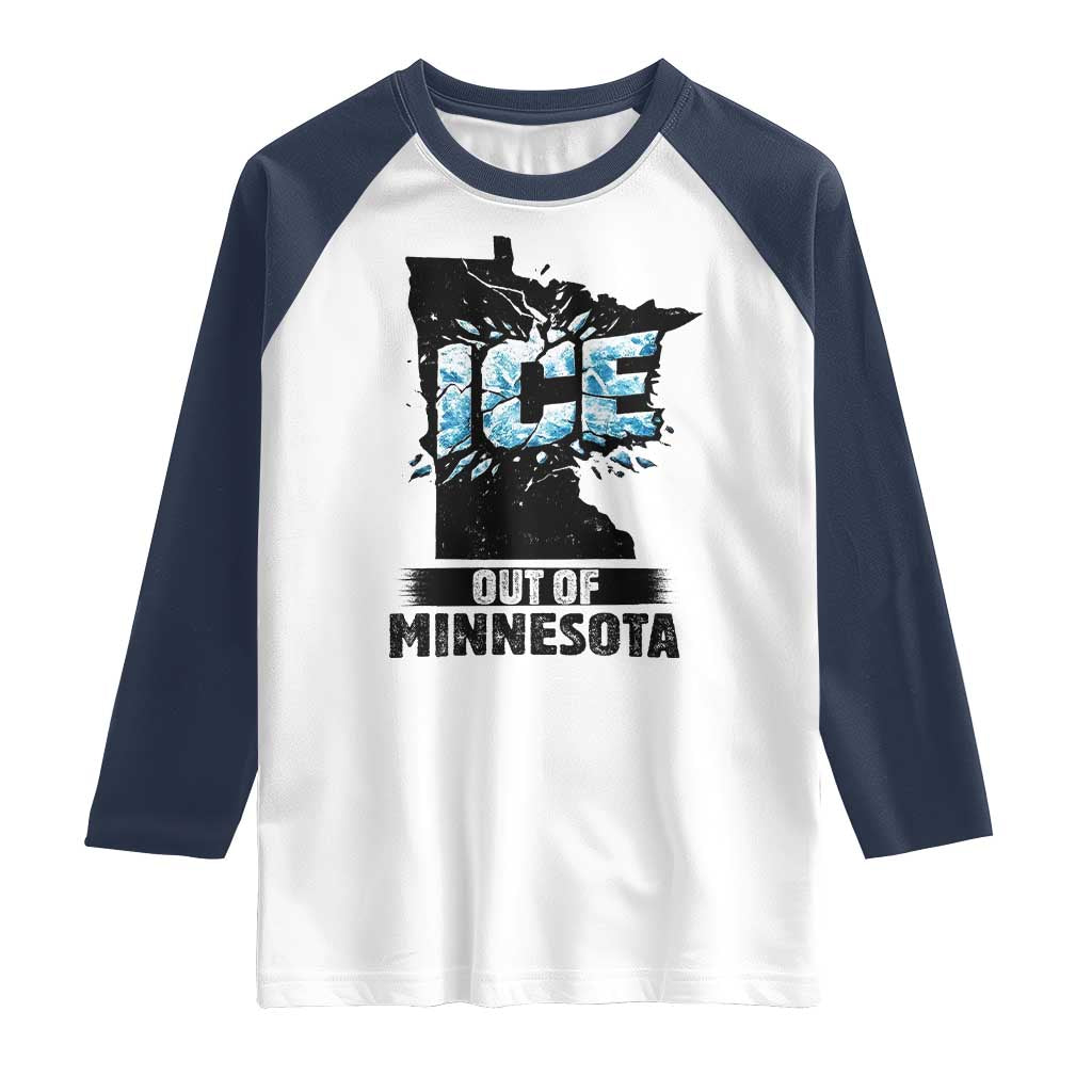 Ice Out of Minnesota Raglan Shirt MN State Map Abolish Ice Protest