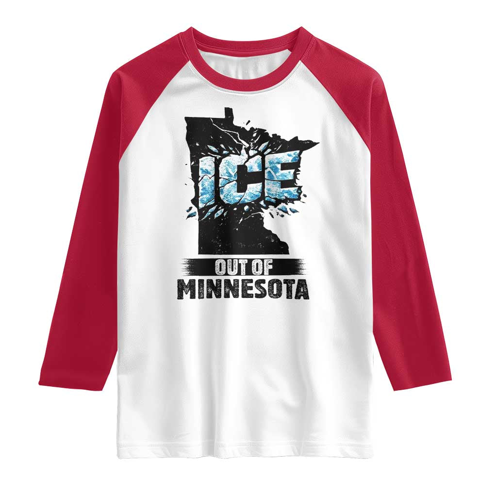 Ice Out of Minnesota Raglan Shirt MN State Map Abolish Ice Protest