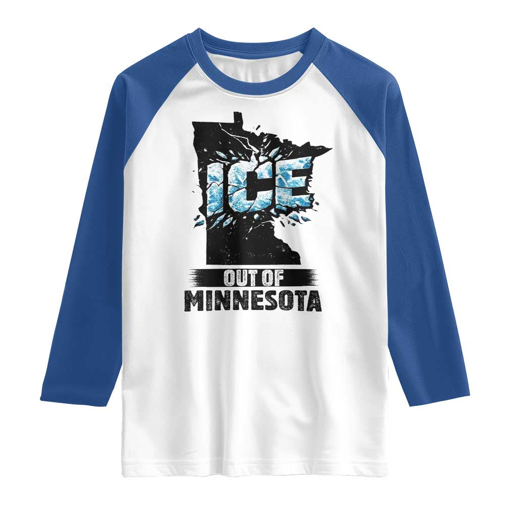Ice Out of Minnesota Raglan Shirt MN State Map Abolish Ice Protest