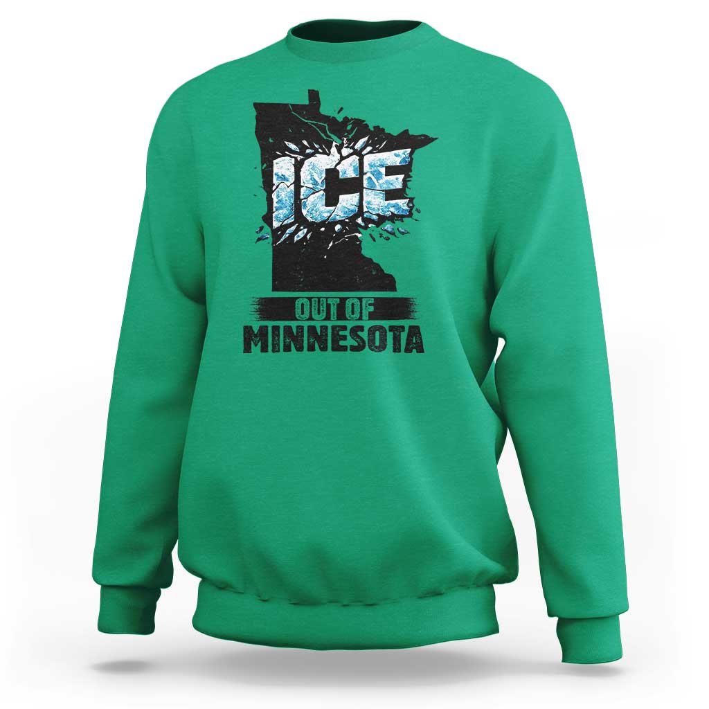 Ice Out of Minnesota Sweatshirt MN State Map Abolish Ice Protest