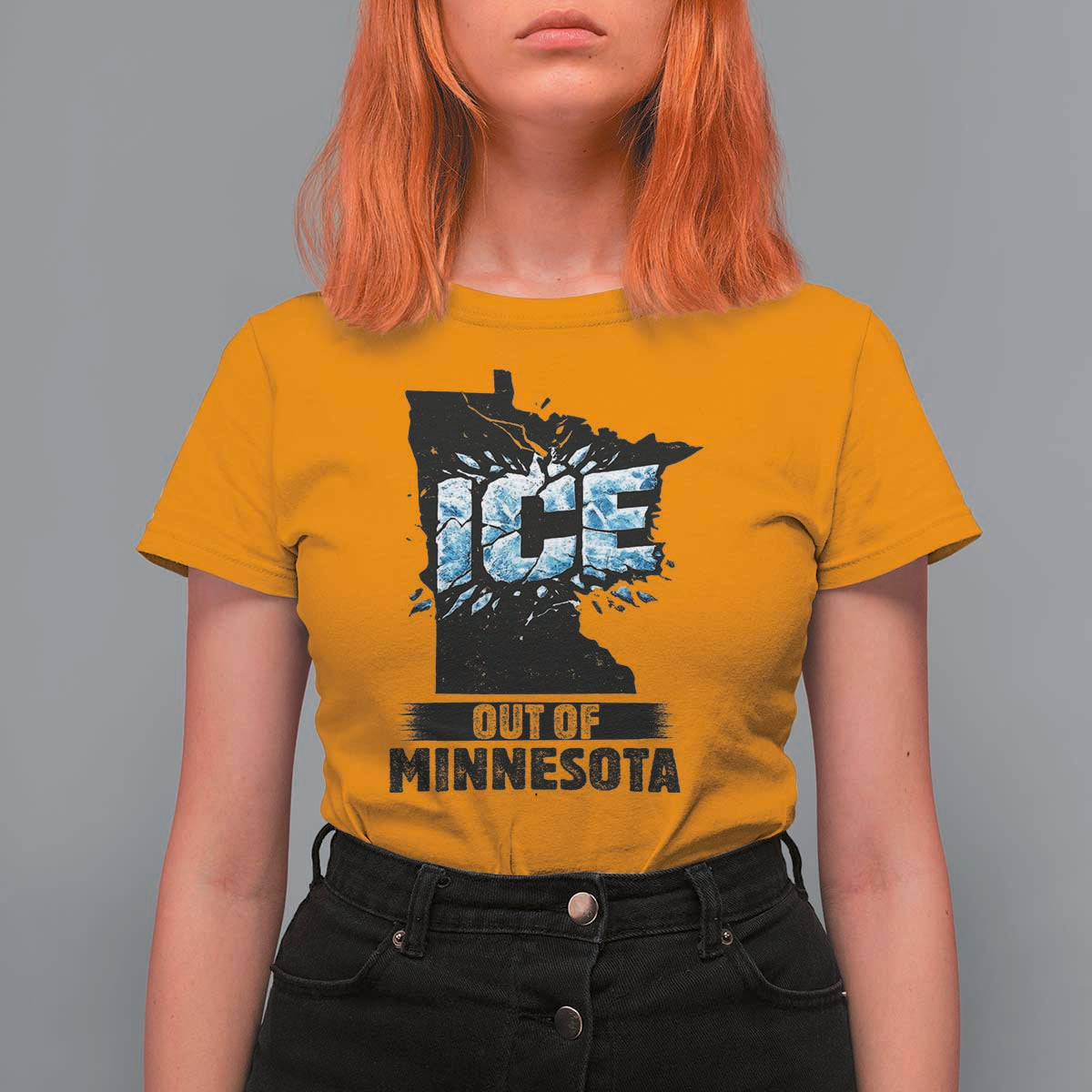Ice Out of Minnesota T Shirt For Women MN State Map Abolish Ice Protest