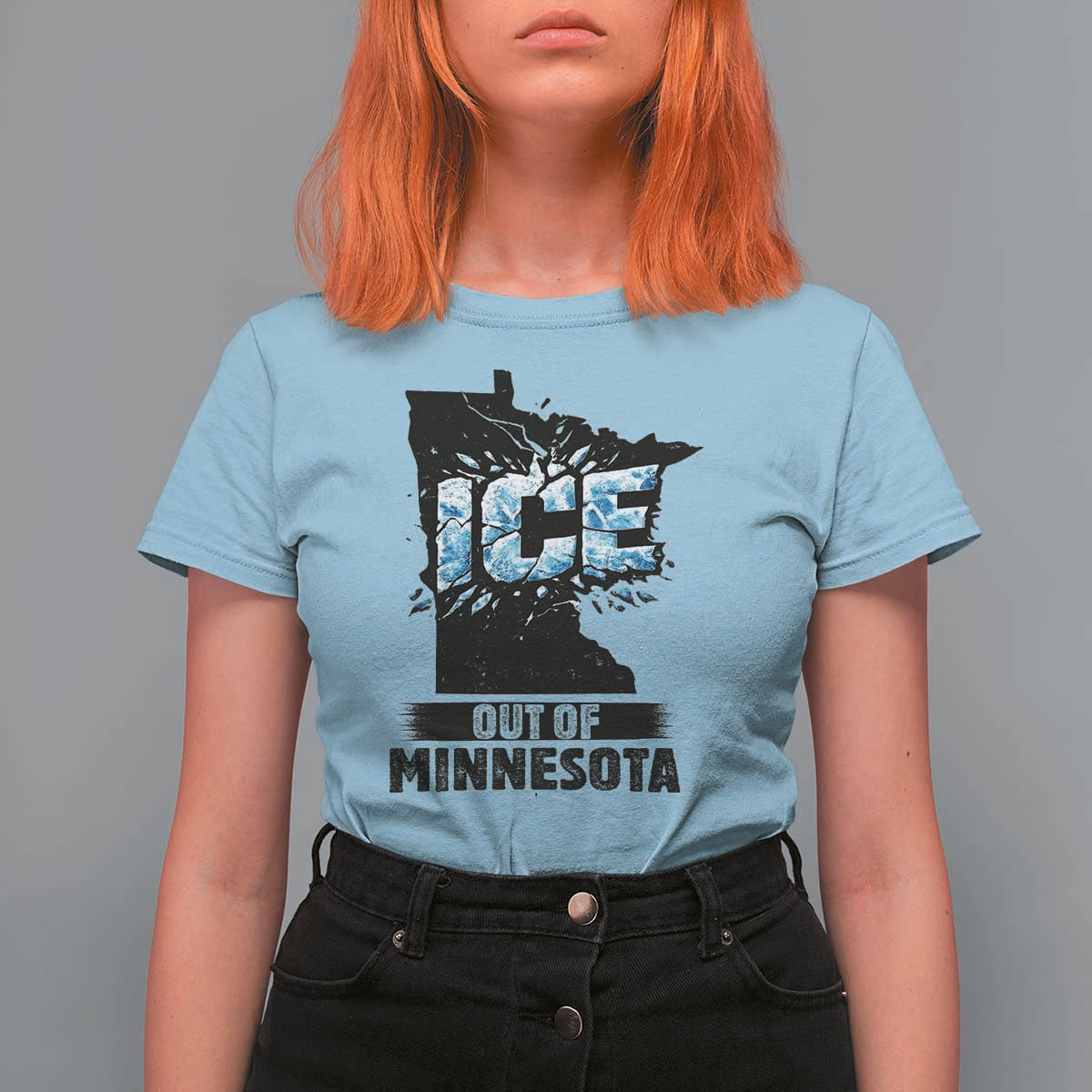 Ice Out of Minnesota T Shirt For Women MN State Map Abolish Ice Protest