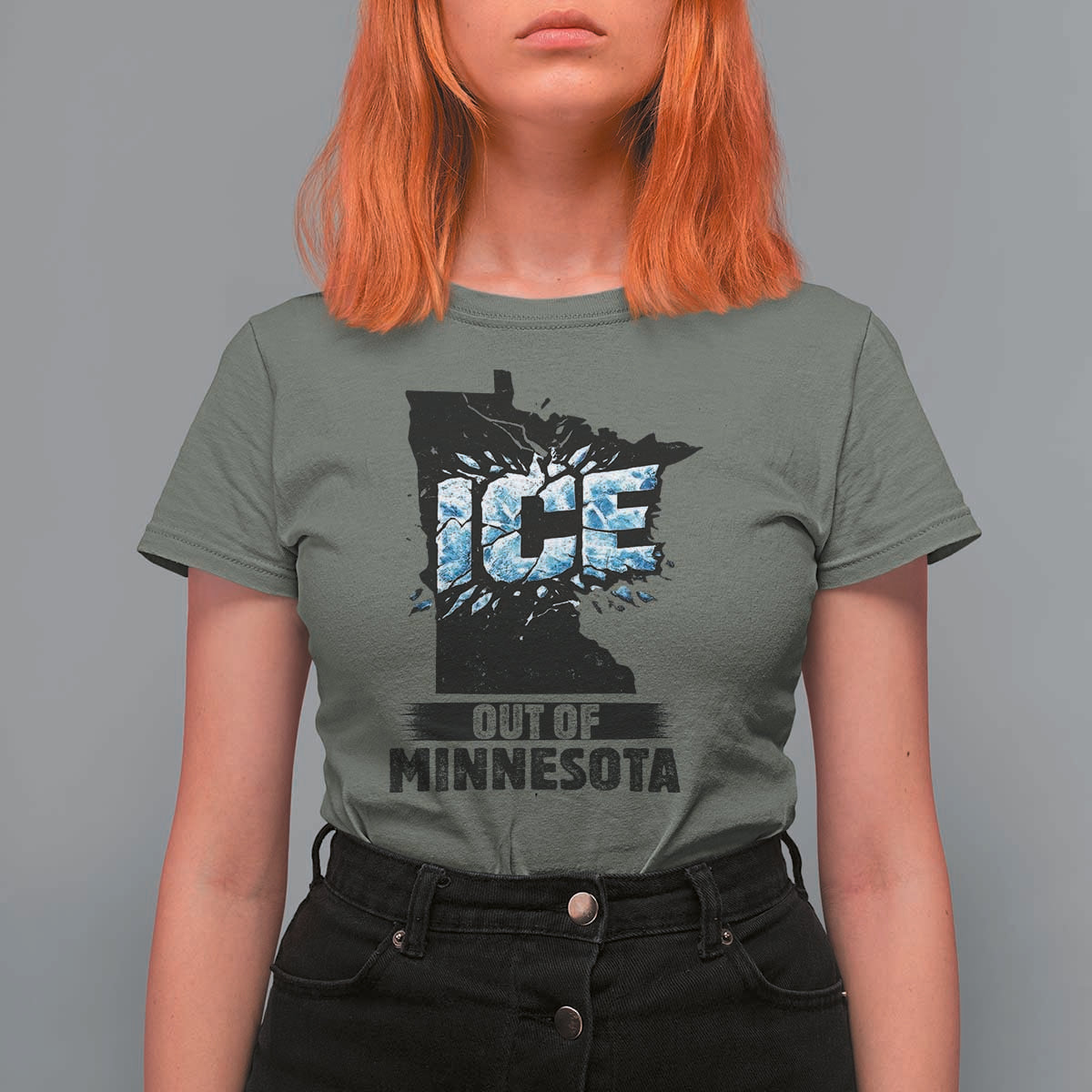 Ice Out of Minnesota T Shirt For Women MN State Map Abolish Ice Protest